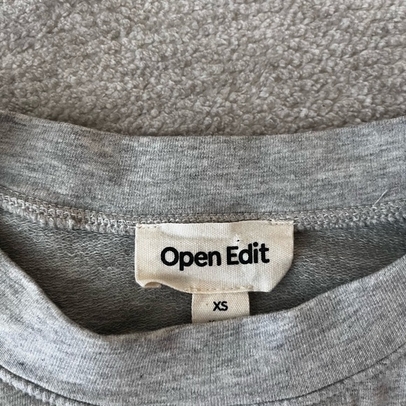 Open Edit grey corset top long sleeve cotton shirt NWT size xs - Picture 3 of 4